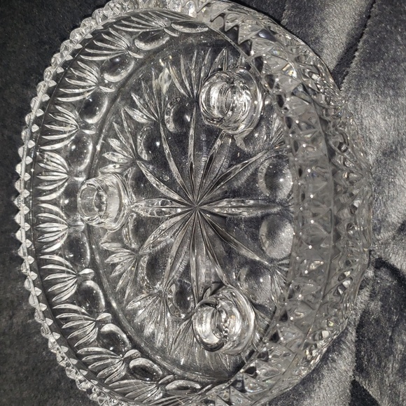 Lead Crystal Princess House By Fostoria 3 Taper Candle Holder - Picture 1 of 5